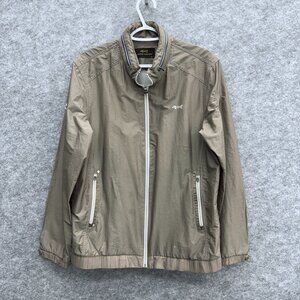 Louis Castel Windbreaker Jacket Men's Fold Up Hood, Soft Shell, Size 100 Brown